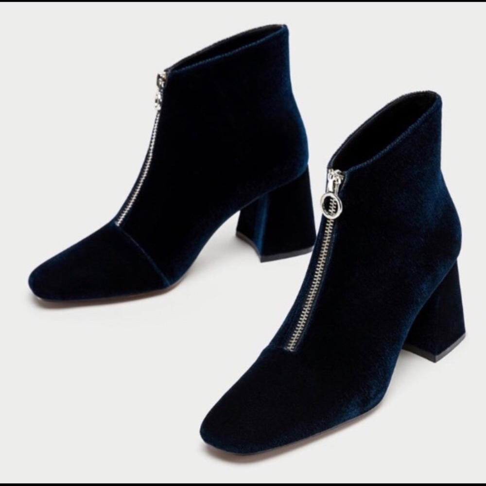 NWT ZARA Chunky High Heel Ankle Boots size US 6.5
